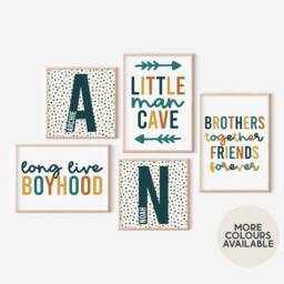 Brothers Gallery Wall Print Set -- Boys Set, Prints, Little Man Cave, Together, Long Live Boyhood, Playroom, Unframed - thumbnail 1