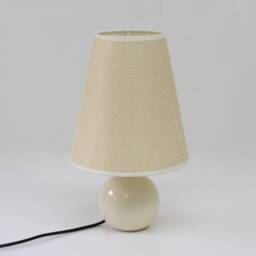 Handmade Khaki Linen Bedside Lamp Ceramic Base, Home Furnishing - thumbnail 3