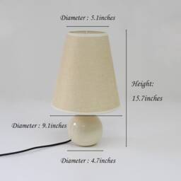 Handmade Khaki Linen Bedside Lamp Ceramic Base, Home Furnishing - thumbnail 2
