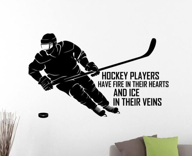 Ice Hockey Decal Wall Vinyl Sticker Players Have Fire in Their Hearts & Vens Quote Home Art Kids Boys Room Decor 10Hkk - image 1