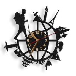 Wall Clock Backpacker, Woman Or Man, Backpacking Traveler, Traveling Around World, Art Decor, Wood Non-Ticking Large 12-18Inch - thumbnail 4