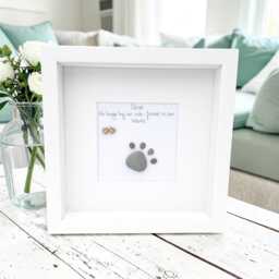 Pet Loss Pebble Picture Personalised - Dog Or Cat Memorial Gift Paw Print Art Sympathy Thinking Of You Frame - thumbnail 2
