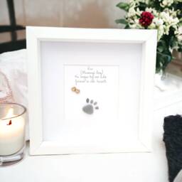 Pet Loss Pebble Picture Personalised - Dog Or Cat Memorial Gift Paw Print Art Sympathy Thinking Of You Frame - thumbnail 3