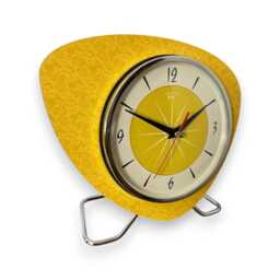 Handmade Mid-Century Atomic Mantle Clock Yellow Starburst Face - thumbnail 2