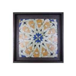 Wall Art Gift Yellow Black Geometric Mosaic Design Framed Stone - Medium - thumbnail 2