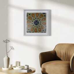 Wall Art Gift Yellow Black Geometric Mosaic Design Framed Stone - Medium - thumbnail 4