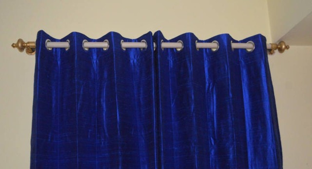 Blue Colored Silk Drapes in Rich Raw/Dupioni Silk/ Natural - image 1