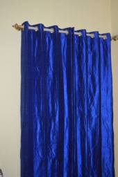 Blue Colored Silk Drapes in Rich Raw/Dupioni Silk/ Natural - thumbnail 3