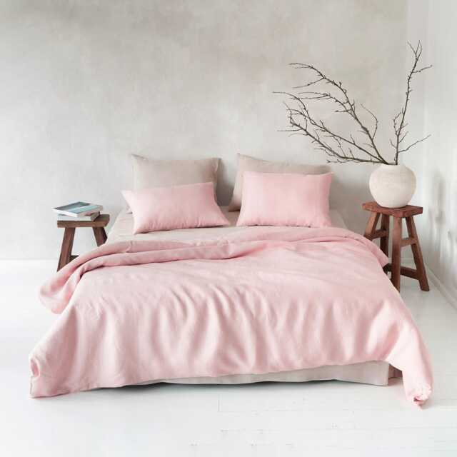 Linen Duvet Cover With Zipper in Dusty Rose, Muted Pink Duvets, Natural Bedding - image 1