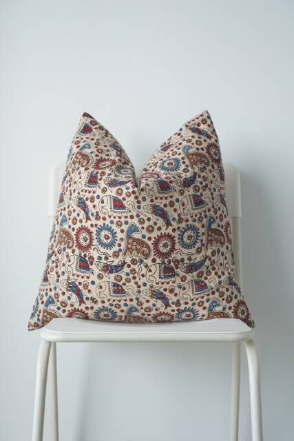 Indian Block Print Pillow Cover Natural Dyed Batik Textile - image 1