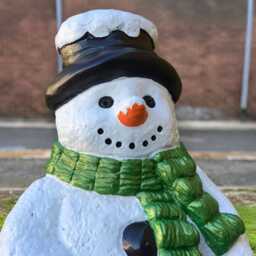 Stone Snowman in Hat Figurine Concrete Statue Outdoor Holiday Sculpture Handmade Winter Garden Decor Cement Frosty Ornament Yard Art - thumbnail 2