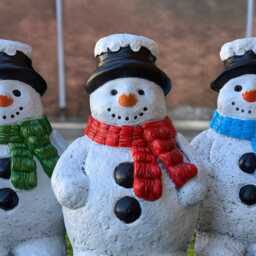 Stone Snowman in Hat Figurine Concrete Statue Outdoor Holiday Sculpture Handmade Winter Garden Decor Cement Frosty Ornament Yard Art - thumbnail 4