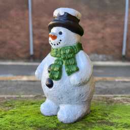 Stone Snowman in Hat Figurine Concrete Statue Outdoor Holiday Sculpture Handmade Winter Garden Decor Cement Frosty Ornament Yard Art - thumbnail 3