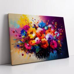 Flowers Paint Splash Abstract Oil Painting Style Wall Art, Framed Canvas Poster Print, Home Kitchen Office Room Decor, Gifts - thumbnail 2