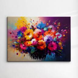 Flowers Paint Splash Abstract Oil Painting Style Wall Art, Framed Canvas Poster Print, Home Kitchen Office Room Decor, Gifts - thumbnail 3