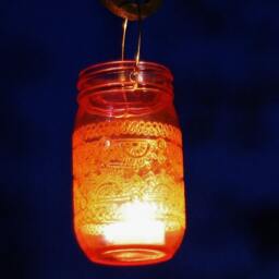 Hand Painted Moroccan Lantern Henna Mason Jar Candle Holder - thumbnail 2