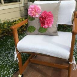 Pink Hydrangea Flower Pillow Cover Gray Outdoor Throw Cushion - thumbnail 3