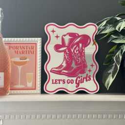 Let's Go Girls Mirror, Printed Mirrors, Vinyl Decal Cowgirl Western Dopamine Decor, Cowboy Boots Wavy Edge Mirror - thumbnail 3