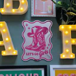 Let's Go Girls Mirror, Printed Mirrors, Vinyl Decal Cowgirl Western Dopamine Decor, Cowboy Boots Wavy Edge Mirror - thumbnail 2