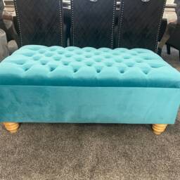 Extra High Handmade Chesterfield Footstool Coffee Table in Plush/Soft Velvet - thumbnail 3