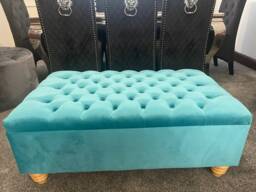 Extra High Handmade Chesterfield Footstool Coffee Table in Plush/Soft Velvet
