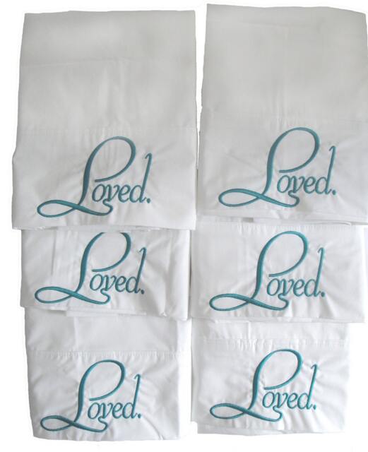 100% Cotton 600 Thread Count Pillowcases Sheets in White, Monogrammed - Set Of Six Standard Size