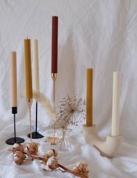 Tall Ribbed Pillar Candle Decorative Table Candle - thumbnail 1