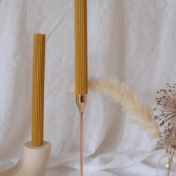 Tall Ribbed Pillar Candle Decorative Table Candle - thumbnail 2