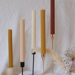 Tall Ribbed Pillar Candle Decorative Table Candle - thumbnail 3