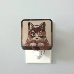 Kitty Staring Contest Mirrored Acrylic Night Light - thumbnail 2