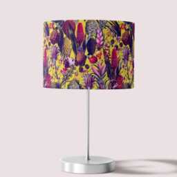 Yellow Tropical Flowers Print Velvet Lampshade 25cm 30cm 35cm 40cm 45cm Drum Lamp Shade Handmade Home Decor Ceiling Bright Floral - thumbnail 3