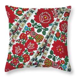 Throw Pillow Hungarian Beaded Embroidery From Kalotaszeg Photo Printed On Cotton in 14x14 To 26x26 Or 20x14 Decor Accent Housewares - thumbnail 1