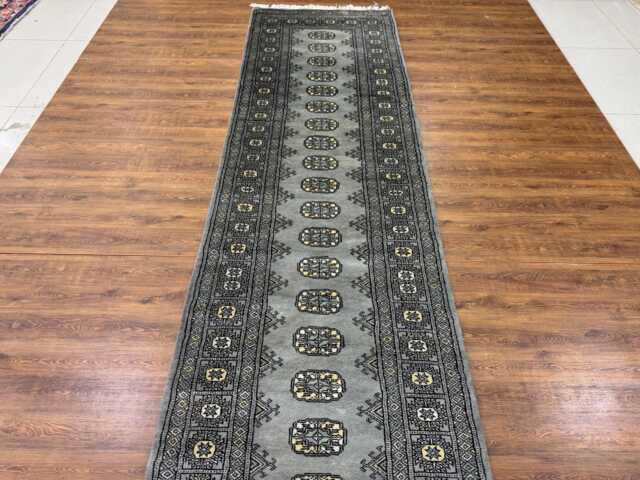 2.6x12 Silver Color Bokhara Rug - Runner Hallway Stairs Bukhara Living Room Woolen Afghan - image 1