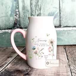 Personalised Floral Small Ceramic Vase Mug Jug Mum, Grandma, Nanna Gift Mother's Day Birthday - thumbnail 2