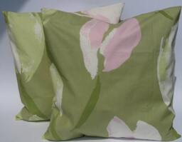 Pillow Cover Pale Olive Green White Pink Tulips Floral Pillow Decorative Cotton Case For Throw Pillows Floor Cushions Accent Pillows - thumbnail 1