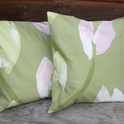 Pillow Cover Pale Olive Green White Pink Tulips Floral Pillow Decorative Cotton Case For Throw Pillows Floor Cushions Accent Pillows - thumbnail 3
