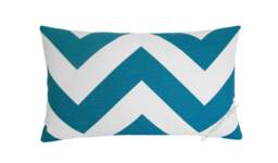 Deep Aqua Blue/White Chevron Zig Zag Stripe Decorative Throw Pillow Cover Case Cushion Cotton 12x20 - thumbnail 1