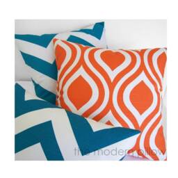 Deep Aqua Blue/White Chevron Zig Zag Stripe Decorative Throw Pillow Cover Case Cushion Cotton 12x20 - thumbnail 2
