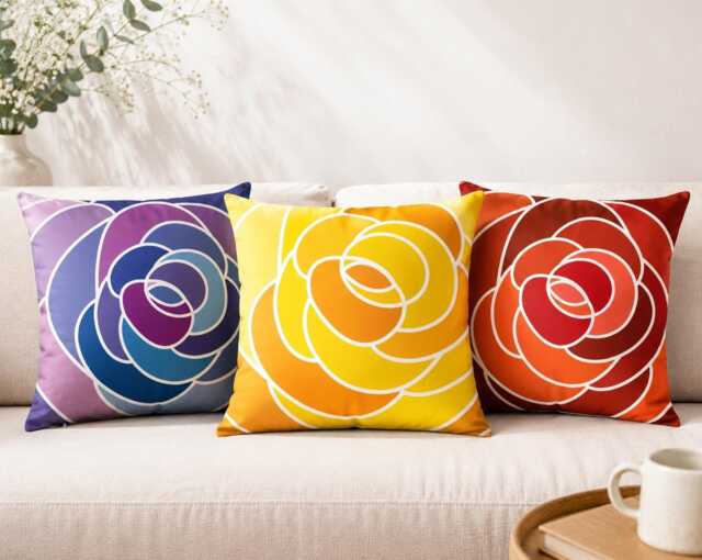 Carol Burns Cotton Cushion Cover Vibrant Rose Design, 45cm Square, Printed Both Sides - image 1