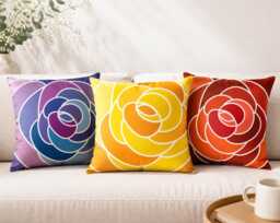 Carol Burns Cotton Cushion Cover Vibrant Rose Design, 45cm Square, Printed Both Sides - thumbnail 1