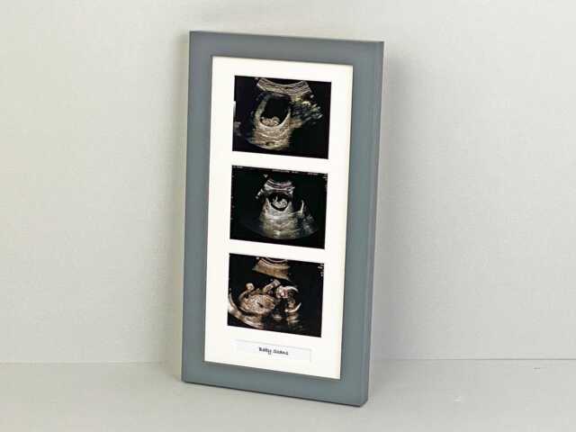 Baby Scan Photo Frame - Multi Aperture For Three Sized Photos & Text Box. Handmade. Shower Gift - Pregnancy Announcement - image 1