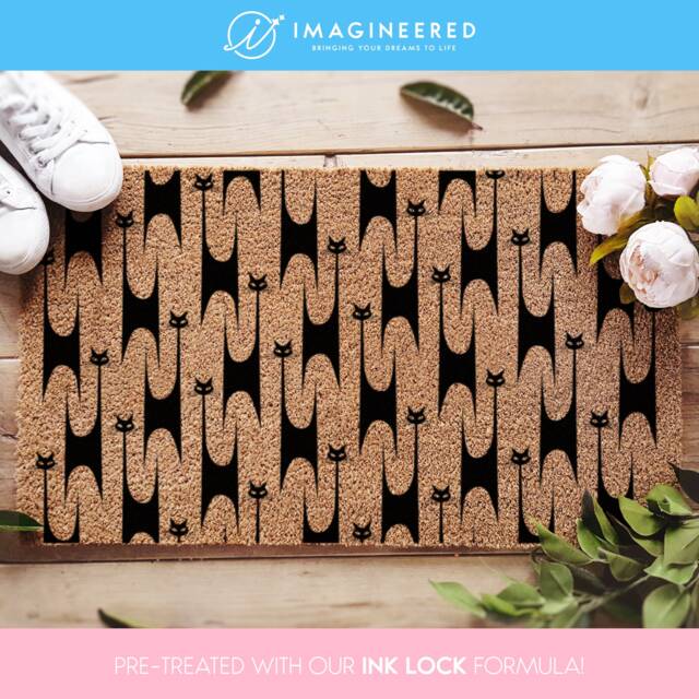 Welcome Mat, Modern Abstract Doormat, Funky Cat Stylish Mat For Your Home, Entryway Rug, Lovers, Gift - image 1