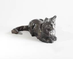 Small Bronze Cat Sculpture Long-Haired Feline Art, Lover Gift By Kindrie Grove - thumbnail 1