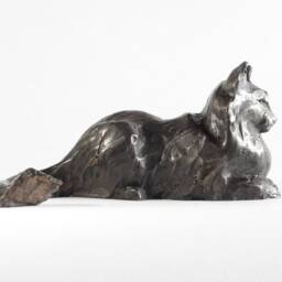 Small Bronze Cat Sculpture Long-Haired Feline Art, Lover Gift By Kindrie Grove - thumbnail 3