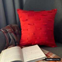 Solid Pintucks Pattern Deep Red Art Silk Pillow Sham, 24x24/26x26 Modern Euro Sham - Ocean - thumbnail 3
