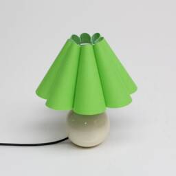 Handmade Candy Green Fabric Table Lamp Ceramic Base, Home Furnishing - thumbnail 3