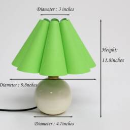 Handmade Candy Green Fabric Table Lamp Ceramic Base, Home Furnishing - thumbnail 2