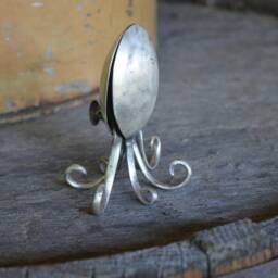 Spoon Octopus Silverware Small Sculpture Vintage Silver Fork & Spoon Metal Art Silverplated Animal Handmade - thumbnail 2
