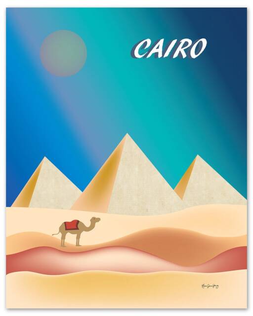 Cairo Print, Pyramid Vertical Cairo, Eygpt Travel Art, Gift, Wall Loose Petals Style E8-O-Cai - image 1