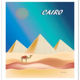 Cairo Print, Pyramid Vertical Cairo, Eygpt Travel Art, Gift, Wall Loose Petals Style E8-O-Cai - thumbnail 3